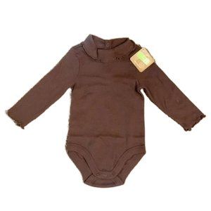 🎉 CRAZY 8 Brown Long Sleeve Ruffle Turtleneck Onesie, size 6-12m